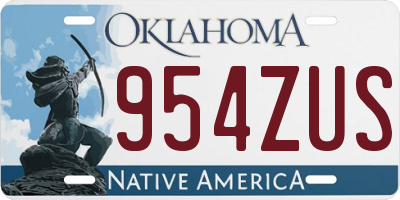 OK license plate 954ZUS