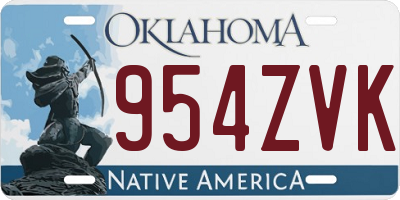 OK license plate 954ZVK