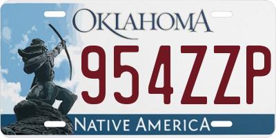 OK license plate 954ZZP