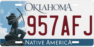 OK license plate 957AFJ
