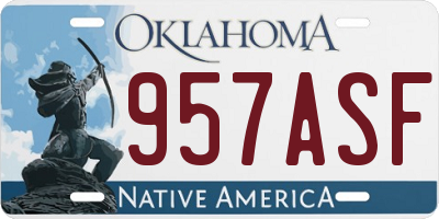 OK license plate 957ASF