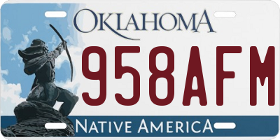 OK license plate 958AFM