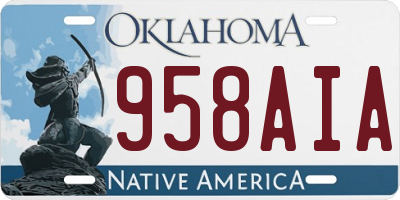 OK license plate 958AIA
