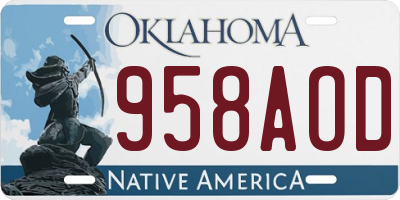 OK license plate 958AOD