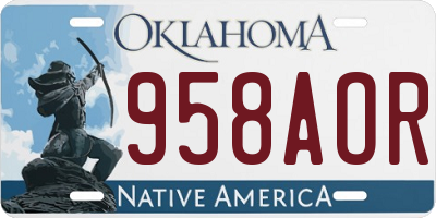 OK license plate 958AOR