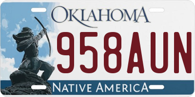 OK license plate 958AUN