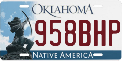 OK license plate 958BHP