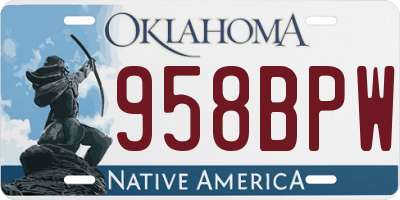 OK license plate 958BPW