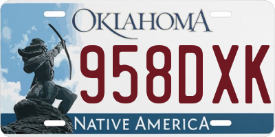 OK license plate 958DXK