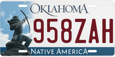 OK license plate 958ZAH