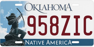 OK license plate 958ZIC