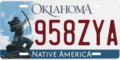 OK license plate 958ZYA