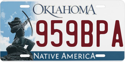 OK license plate 959BPA