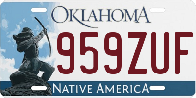 OK license plate 959ZUF