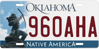 OK license plate 960AHA