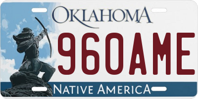 OK license plate 960AME
