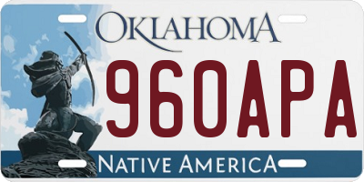 OK license plate 960APA