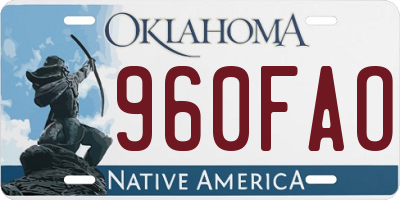 OK license plate 960FAO