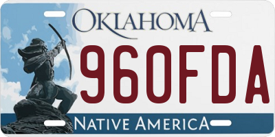 OK license plate 960FDA