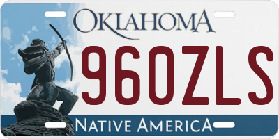 OK license plate 960ZLS
