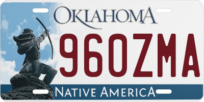 OK license plate 960ZMA