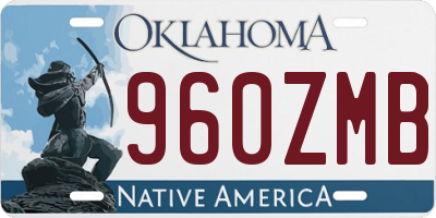 OK license plate 960ZMB