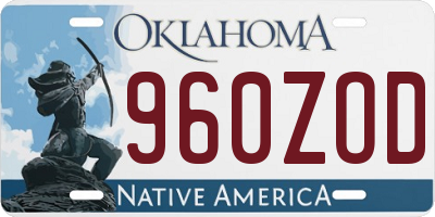 OK license plate 960ZOD