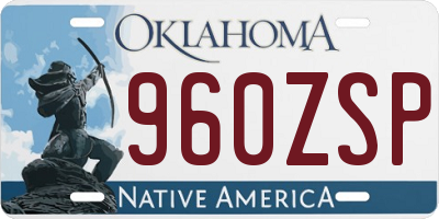 OK license plate 960ZSP