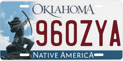 OK license plate 960ZYA