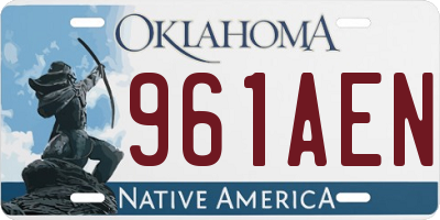OK license plate 961AEN