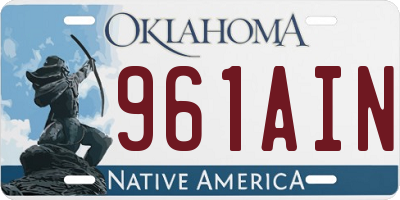 OK license plate 961AIN