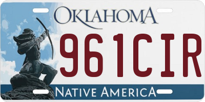 OK license plate 961CIR