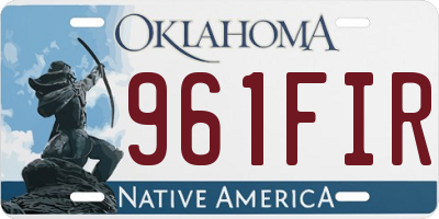OK license plate 961FIR