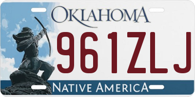 OK license plate 961ZLJ