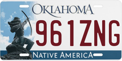 OK license plate 961ZNG