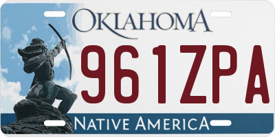 OK license plate 961ZPA