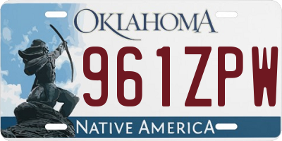 OK license plate 961ZPW