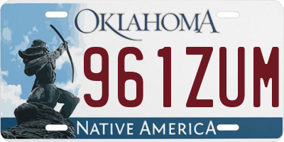 OK license plate 961ZUM