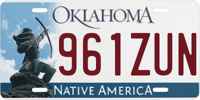 OK license plate 961ZUN