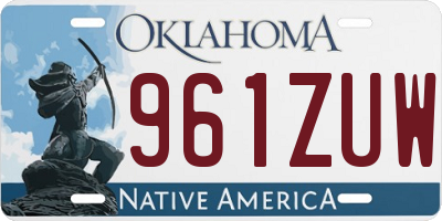 OK license plate 961ZUW