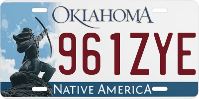 OK license plate 961ZYE