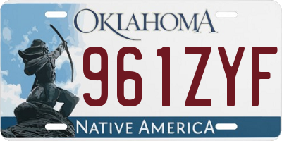 OK license plate 961ZYF