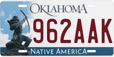 OK license plate 962AAK