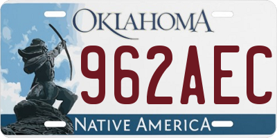 OK license plate 962AEC