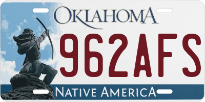 OK license plate 962AFS