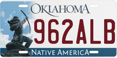 OK license plate 962ALB