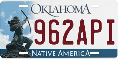 OK license plate 962API