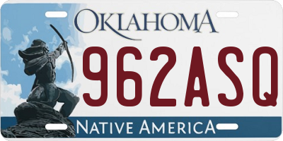 OK license plate 962ASQ