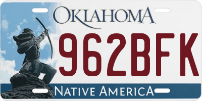 OK license plate 962BFK