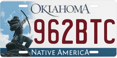 OK license plate 962BTC